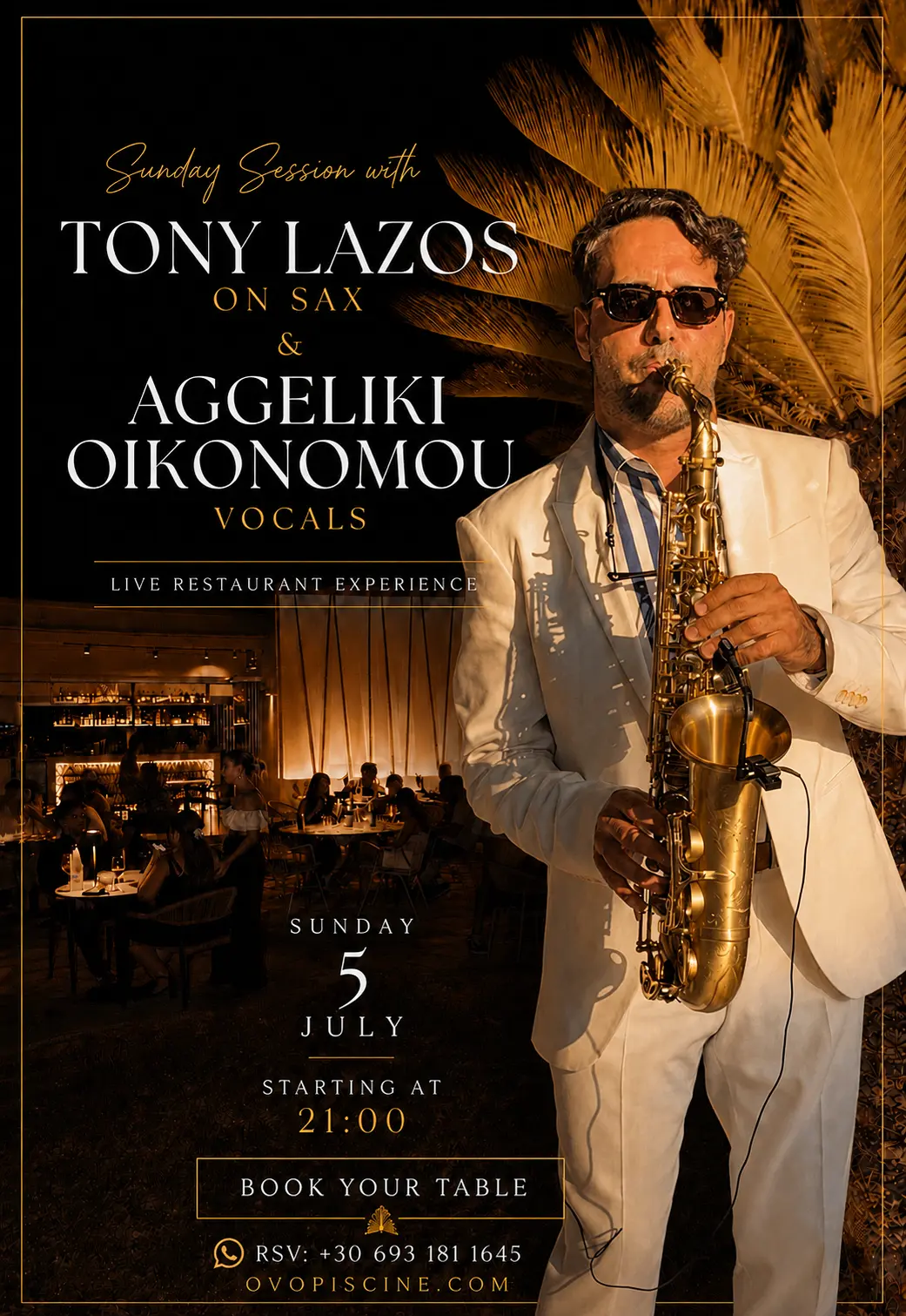 Sunday Session — Tony Lazos on Sax & Aggeliki Oikonomou Vocals